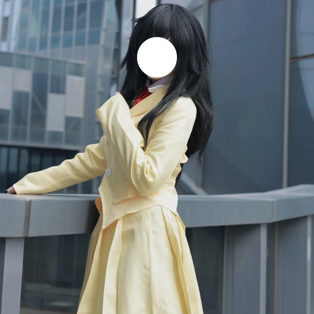 Anime WataMote Tomoko Kuroki Cosplay Japanese School Uniform Costume Cream Yellow Blazer White Shirt Red Tie Pleated Skirt Set - view 2