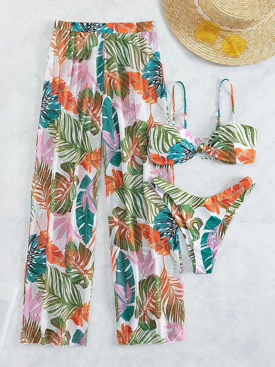 New Swimwear Sexy Bikini Mesh Trousers Three-piece Split Women\'s Swimsuit