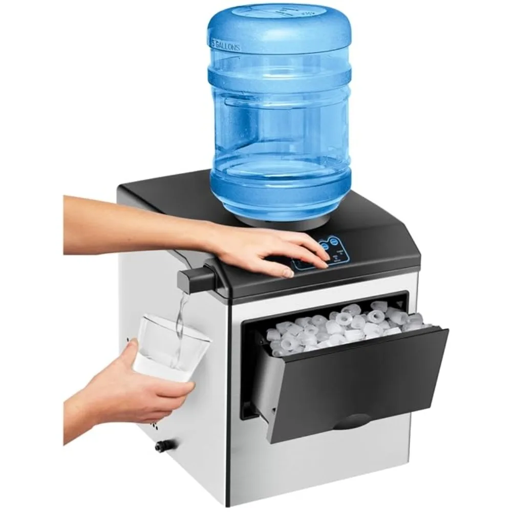 

Ice Maker with Water Dispenser, 2 in 1 Countertop Ice Maker with 5 lbs Storage Basket, 2 Ways to Add Water, 48 Pounds in 24 Hou