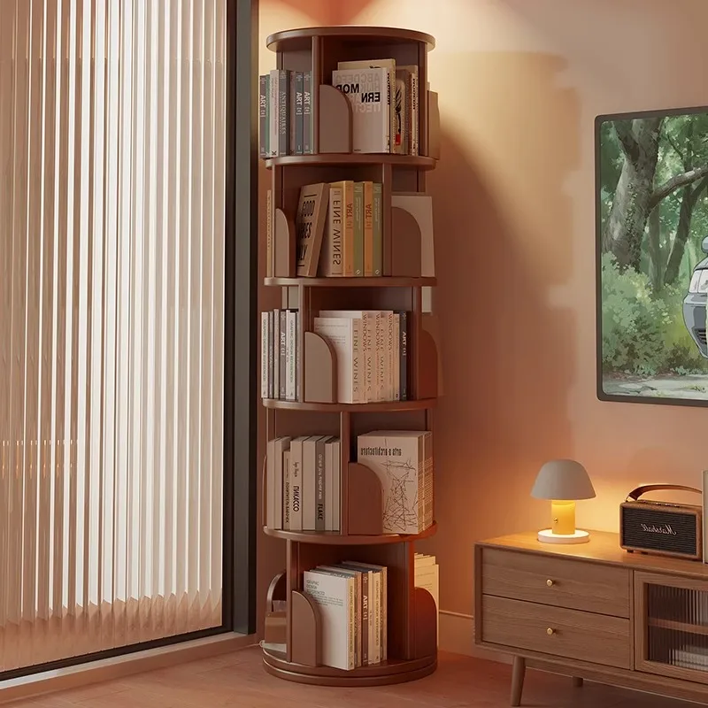 

Rotating bookshelf 360-degree bookcase Round vertical rotating floor bookshelf Book picture book shelf Household space saving