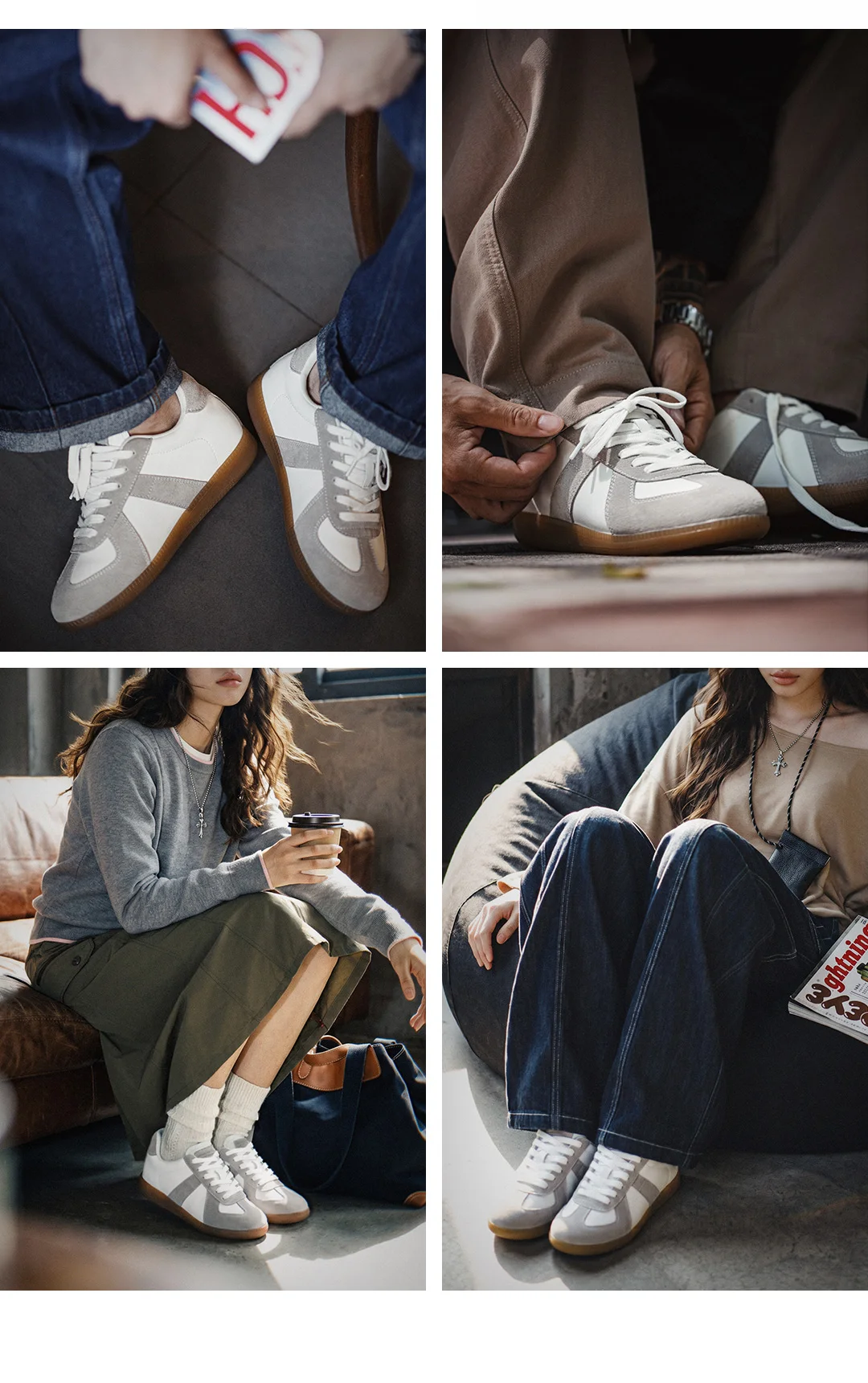 MADEN Men's 38- GATS White Hidden Elevator Height Increasing Trendy Low Top Sneakers Unisex Versatile Casual Shoes Autumn