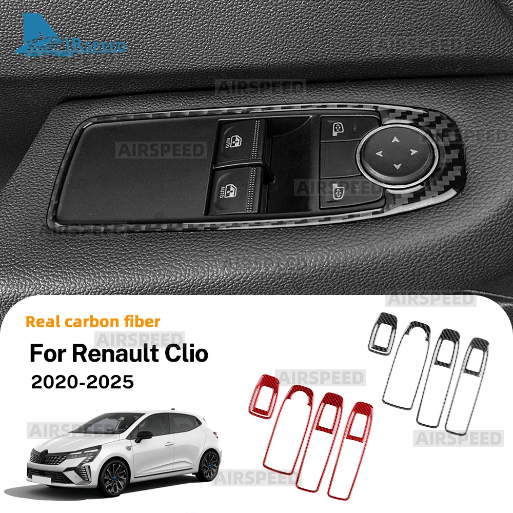 

Real Soft Carbon Fiber Sticker For Renault Clio 5 MK5 2020 2021 2022 2023 2024 2025 LHD RHD Car Window Lift Panel Frame Trim