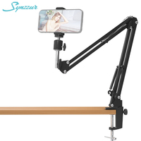 Foldable Arm Tripod With Phone Holder Aluminum Desk Clamp Gooseneck Type Stand For 2.4-3.7in Cell Phone Video Recording Stand