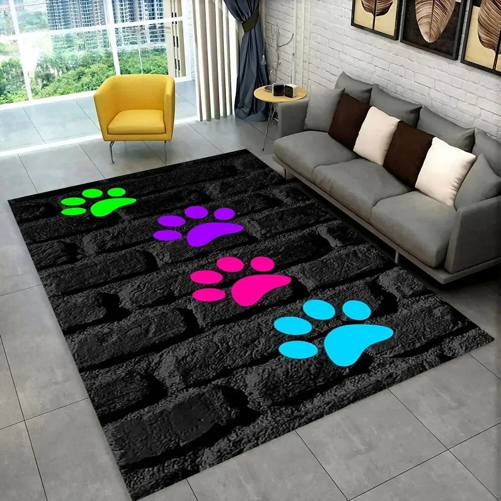 Pets Footprint Sole Series 3D Area Rug Large, Kids Non-slip Floor Mat Carpet Rug for Living Room Bedroom Sofa Doormat Decoration