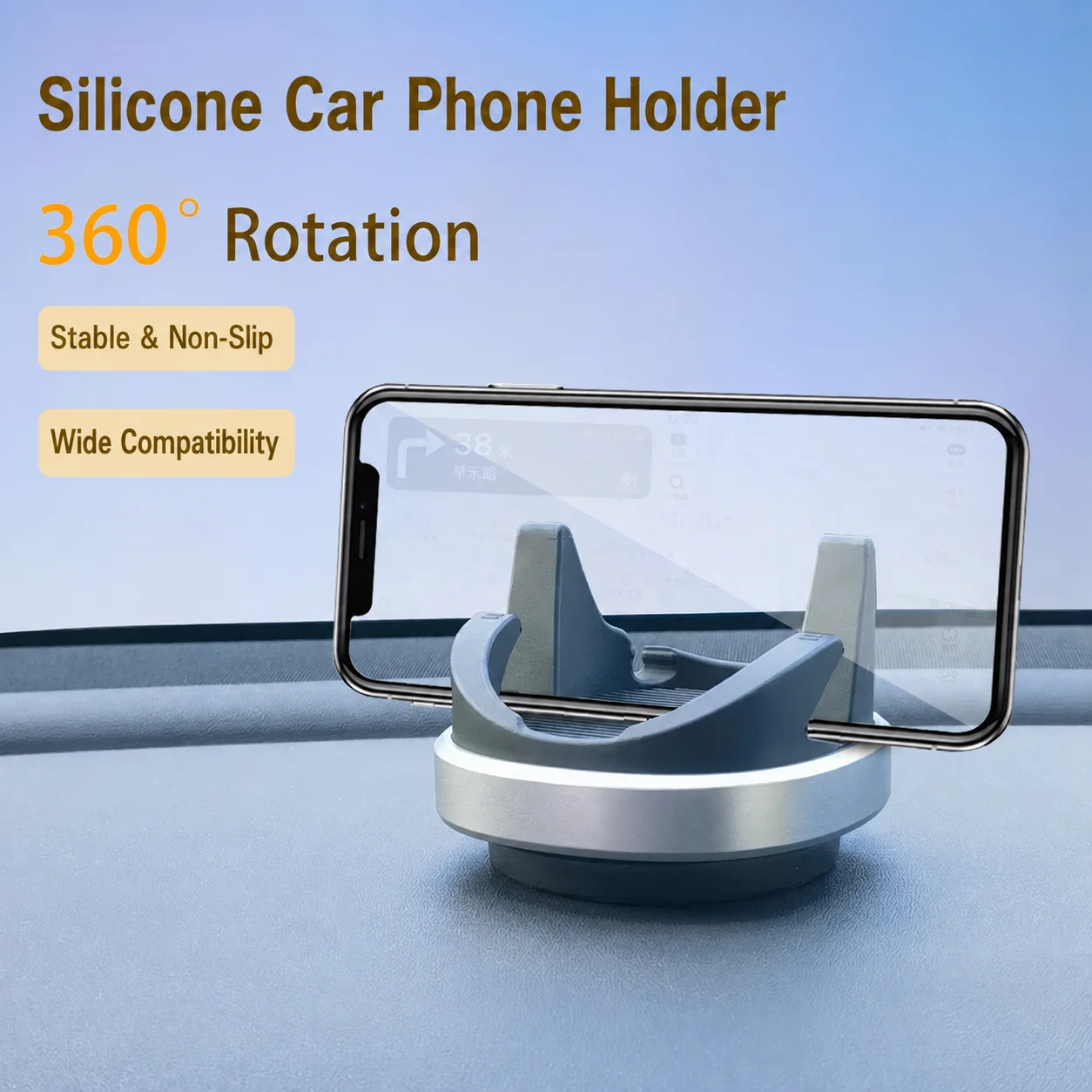 Dashboard Car Phone Mount Holder One-Handed Operation Car Navigation Holder For 4.7-7'' Phones 360° Rotation
