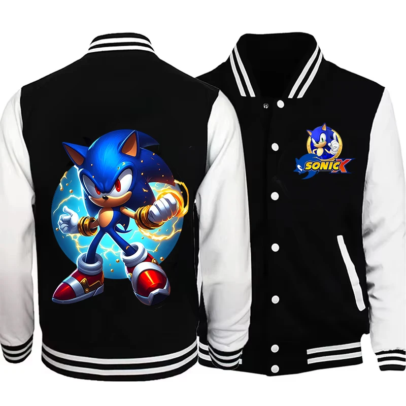 

Sonics Adult Baseball Uniform Men Women Cartoon Anime Pattern Jackets Fashion Cool Outerwear Casual Clothes Tops Christmas Gifts
