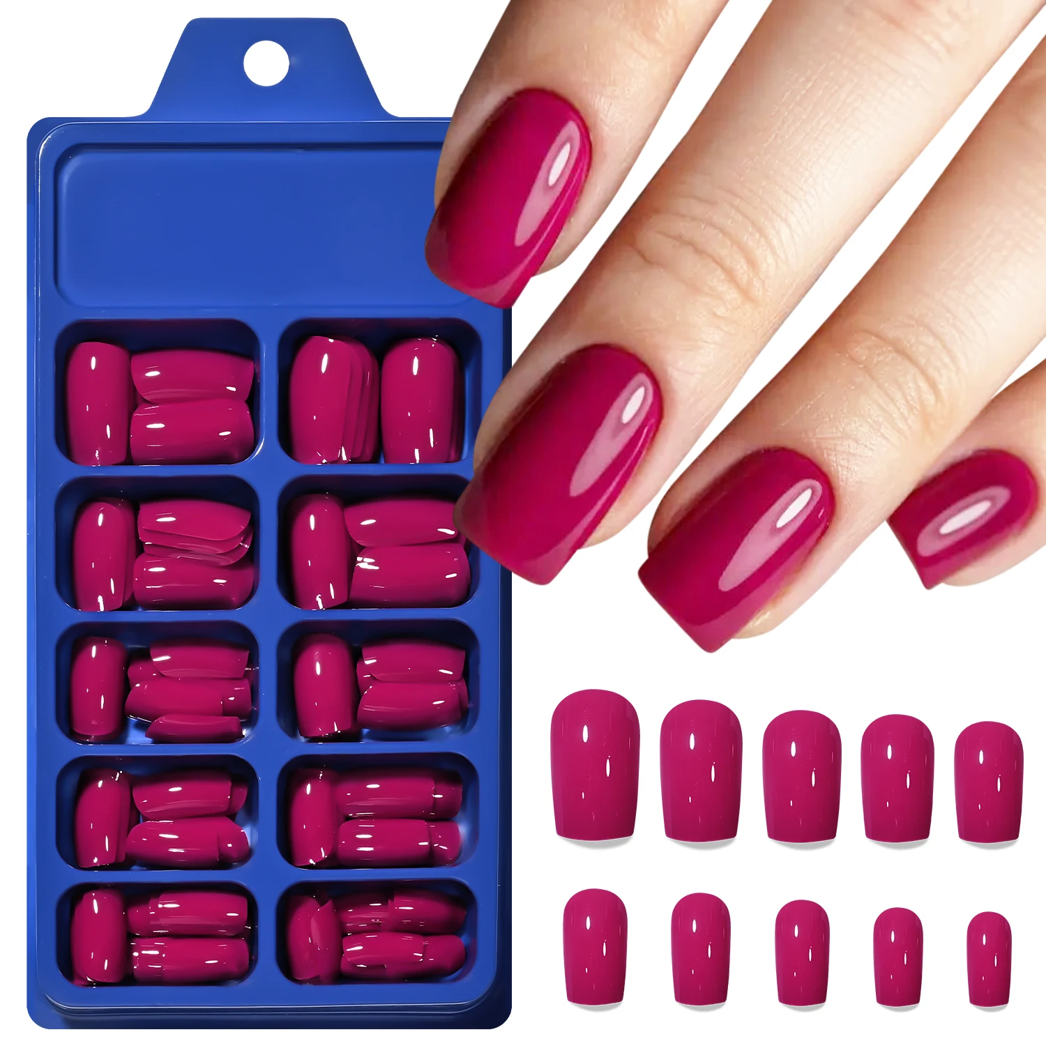 

120Pcs Summer Plum Sauce Color Press on Nails Mid-length Square Acrylic False Nails Soft Gel Full Cover Simple Women Fake Nails#