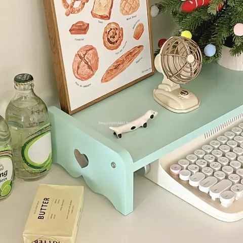 Pink/purple/Yellow/Blue/Green/White Desktop Shelves/Computer Heightening Racks Desks Notebooks Shelves Wooden Storage Supplies