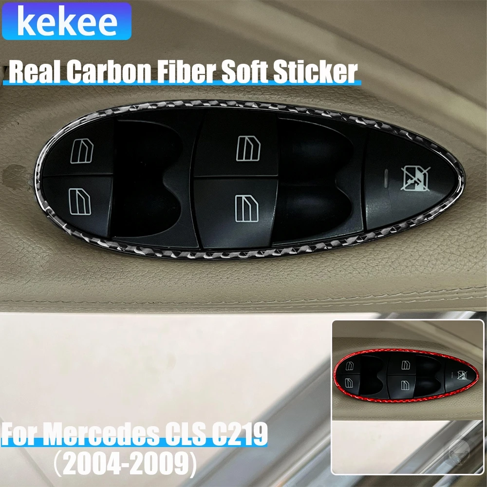 

Автомобильные аксессуары из настоящего углеродного волокна, декоративная крышка для подъема окна, мягкая наклейка для Mercedes CLS C219 2004 2005 2006 2007 2008 2009
