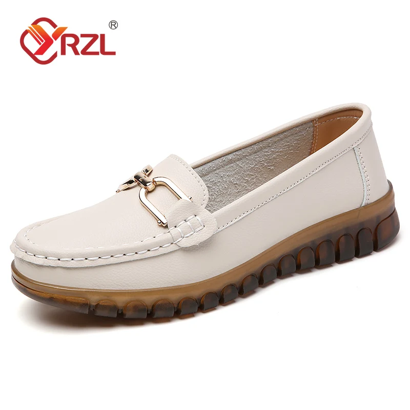 

YRZL Women's Casual Shoes Comfortable Loafers Slip On Flat Moccasins Female Lightweight Anti-Skid Soft Sole Ladies Walking Shoes