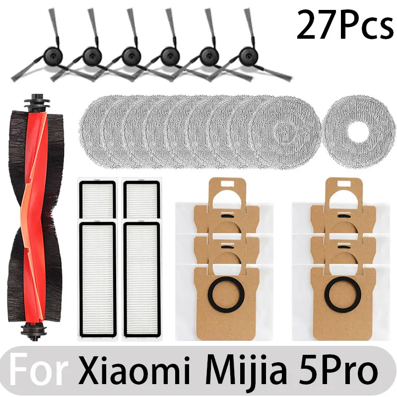 Voor XIAOMI MIJIA Robotstofzuiger 5pro Accessoires Hoofdborstel Randreinigingsborstel Stofzakfilter en vervangende doek