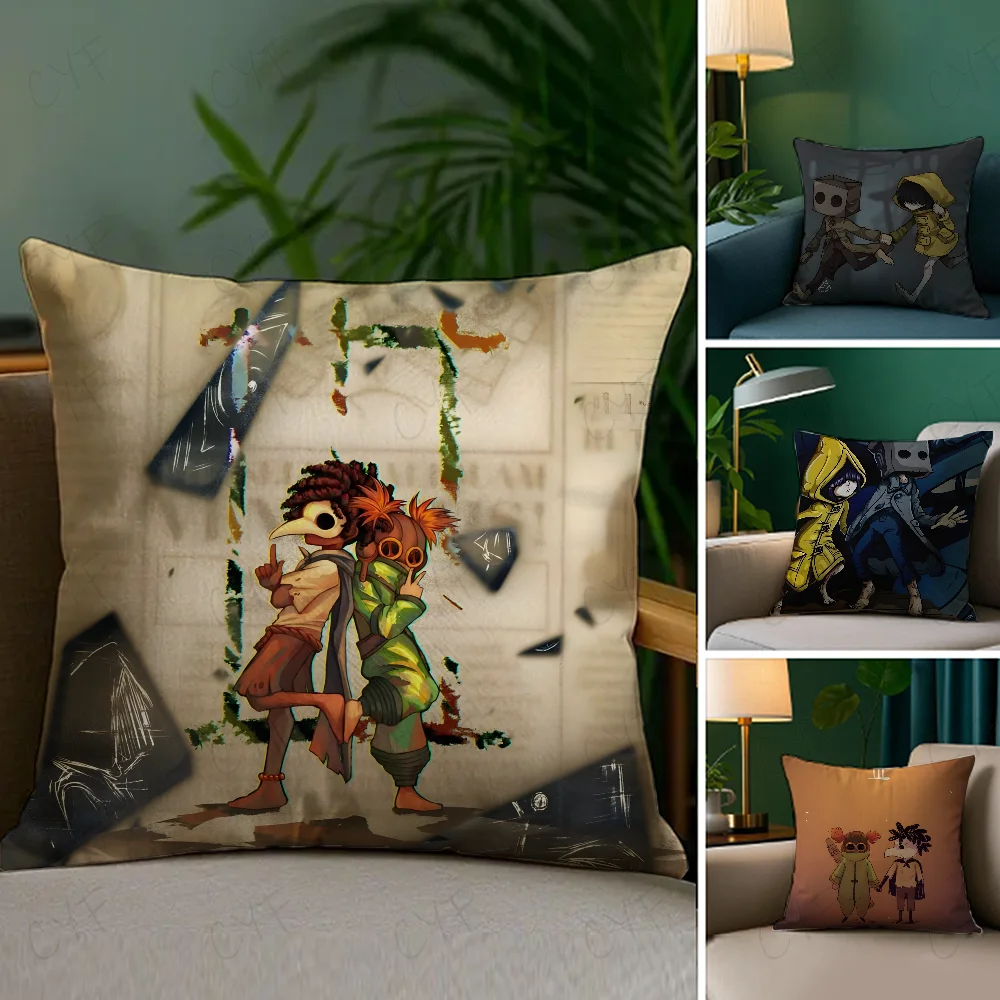 Little Nightmares anime game Pillow Case Anti-dustmite Pillowcase Invisible zipper silky short plush Sofa cushion cover