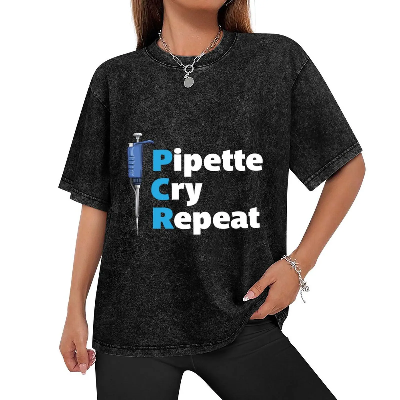 Pipette Cry Repeat PCR Blue Pipette T-Shirt oversized graphic tee man t shirt mens cotton t shirts