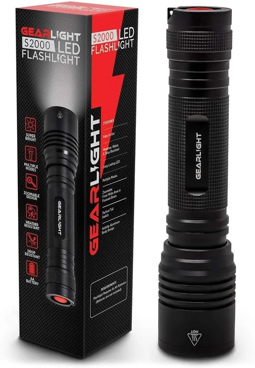 

1200 Lumen LED Tactical Flashlight with Zoomable Beam, 3 Modes, Water-Resistant for Camping Hunting Emergency