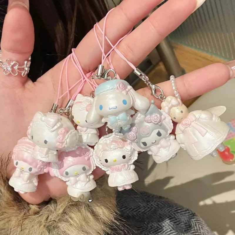 

Anime Hello Kitty My Melody Kuromi Cinnamoroll Figures Blind Box Toys Flower Wedding Collection Decoration Pendant Girls Gifts