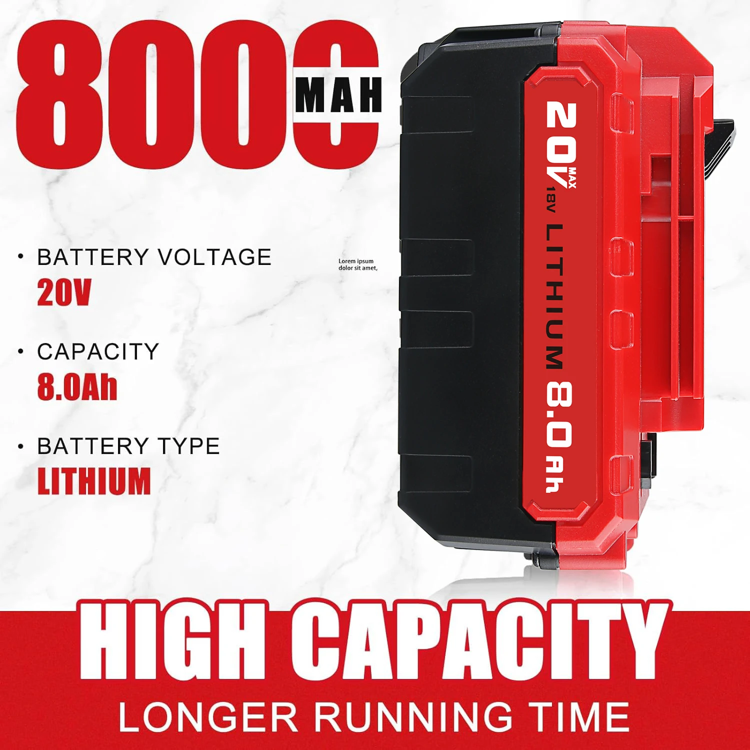 1/2/4 قطعة 20 فولت ماكس 8.0Ah ليثيوم استبدال ل كابل بورتر 20 فولت بطارية دبوس متوافق مع بطارية أدوات لاسلكية PCC685L PCC680L