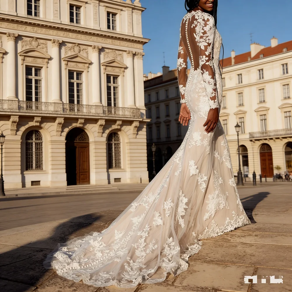 

Customized New In Elegant Long Mermaid Wedding Dresses V-Neck Floor-Length Brides Dress Women Vestidos De Novias Gowns 2026