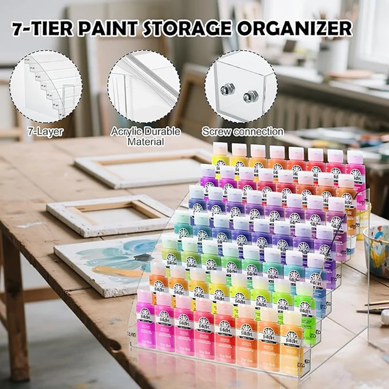 Transparent pigment storage box, paint storage box set, miniature pigment rack, paint storage rack, process paint rack