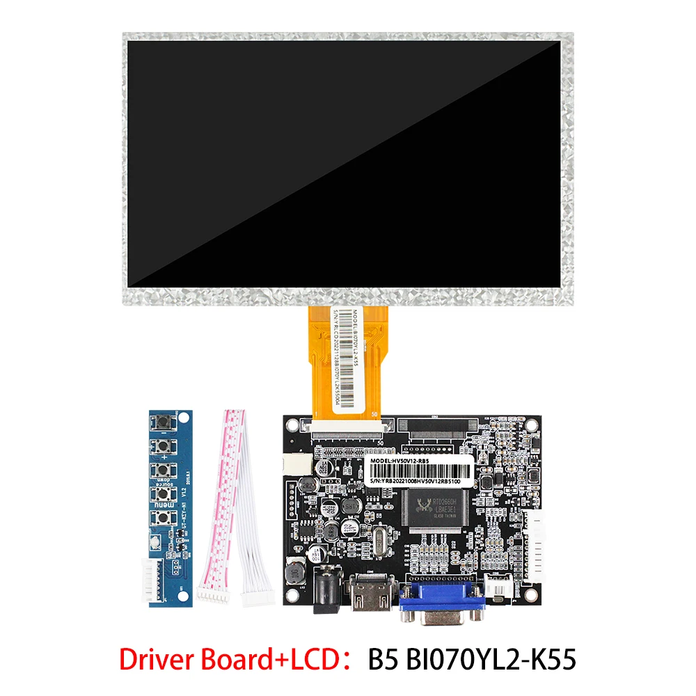 Placa controladora de pantalla LCD de 7 pulgadas, 1024x600, para Lattepanda, Raspberry Pi, PC, placa de desarrollo DIY