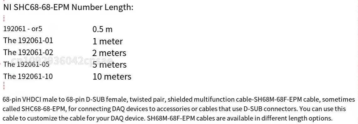 Oryginalny kabel NI SHC68-68-EPM 192061-02SH68M-68F EPM