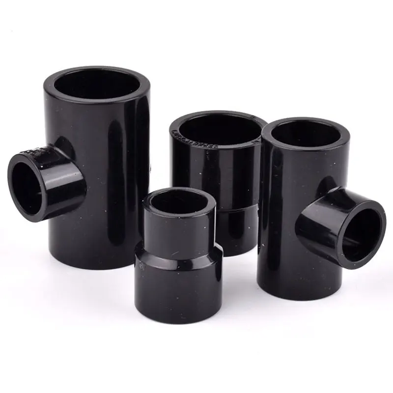20~50mm PVC Black Tee Straight Reducing Connector Garden Irrigation Water Pipe Reducer Joint Aquarium Water Supply Tube Fittings