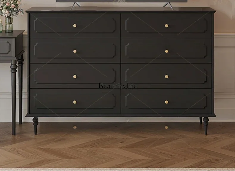 

LAmerican retro eight-bucket cabinet, antique storage side cabinet at the end of the bed