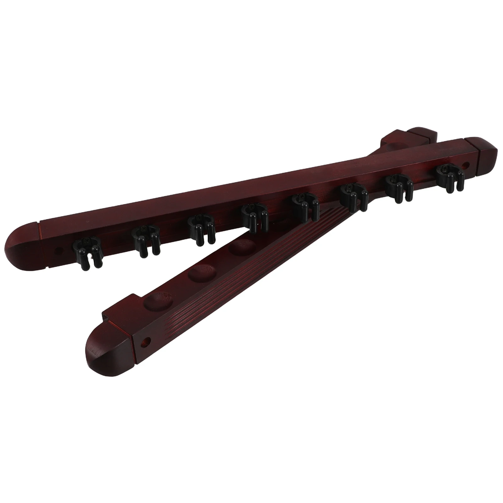 

8 Hole Billiard Cue Rack Solid Wood Pool Holder Wall Mount Accessories Equipment Storage Display Roman Style Traditional