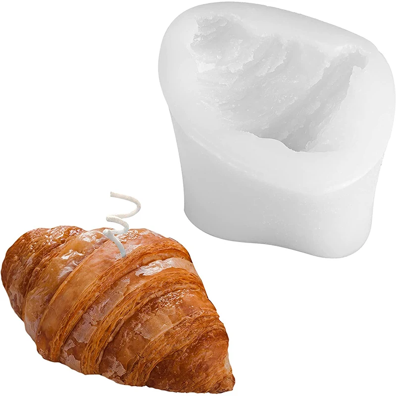 Simulated Bread Candle Molds Decorative Croissant-Shape Soap Moulds, French Bread Design Snack Mold for Aromatherapy Candles