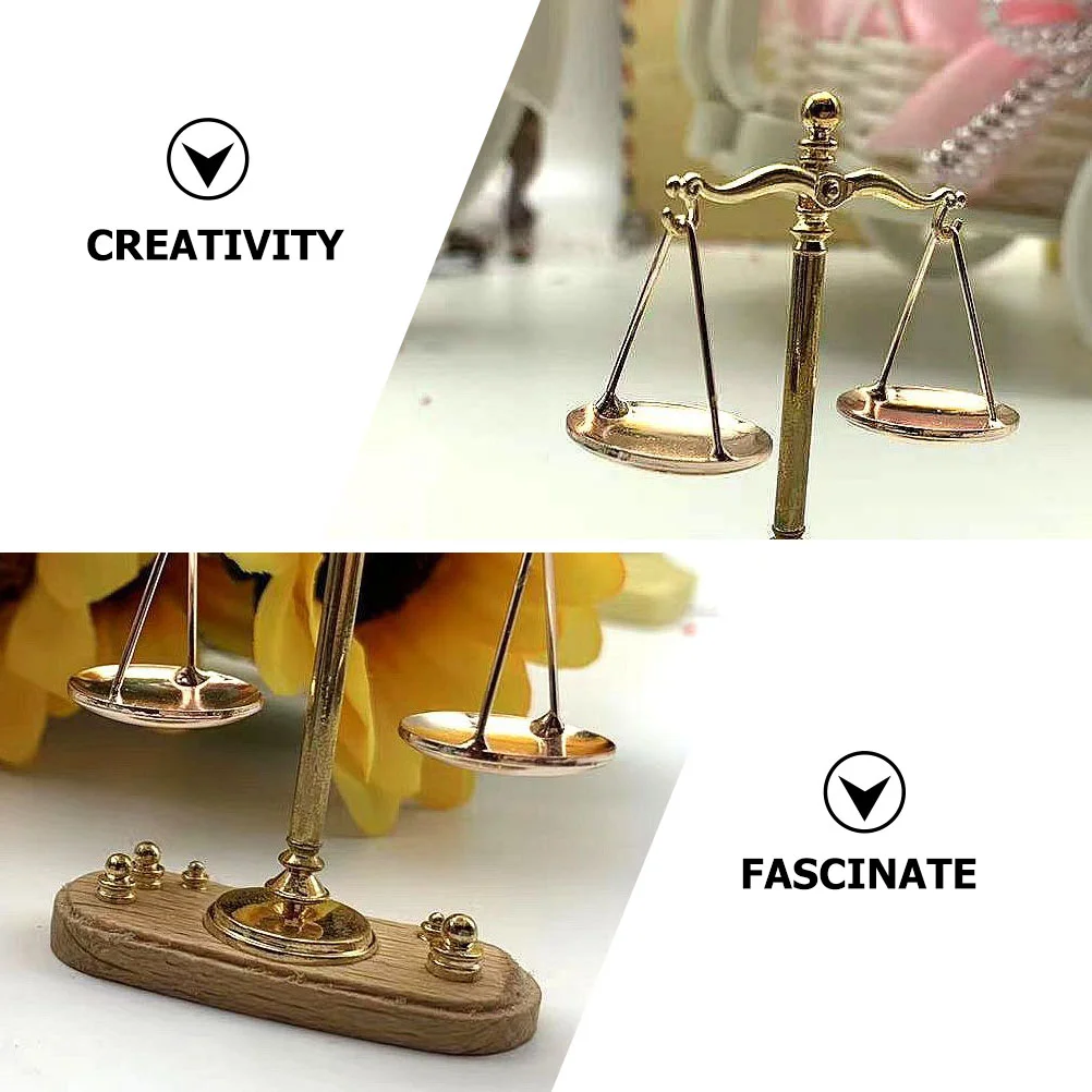 Simulation Balance Dollhouse Miniature Scale Weight Measure Decor Small Weighing Vintage