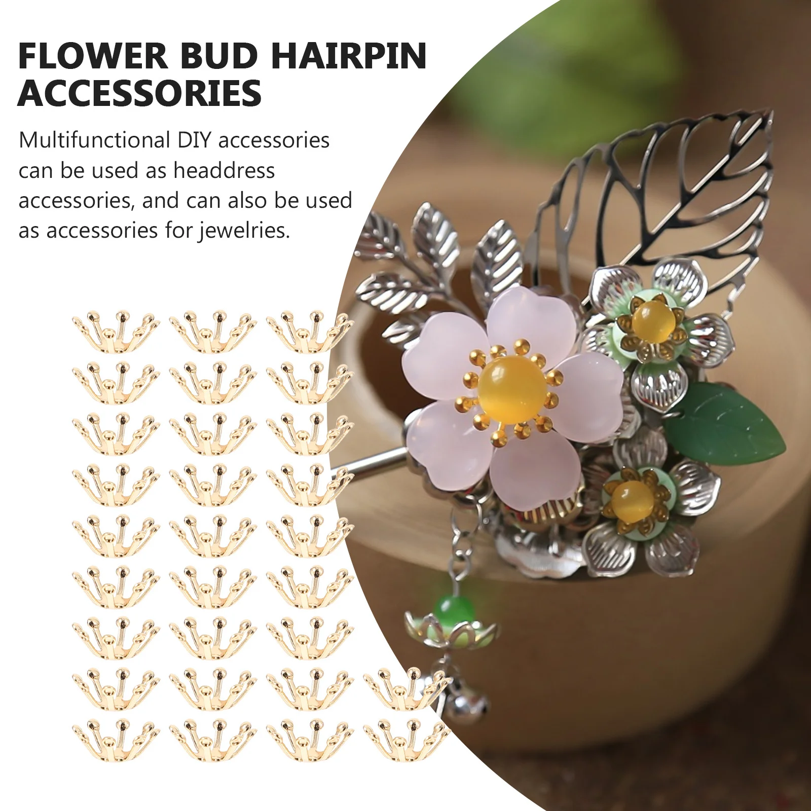 

50pcs Flower Hair Pin Accessories Diy Headdress Craft Material Artificial Floral Decor For Wedding Christmas Jewelry