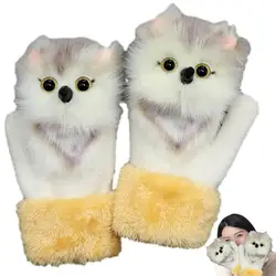 Cartoon Winter Gloves GirlsCold Weather Gloves Fingerless Gloves With Cover Convertible Mittens Cute 3D Owl / Cat / Wolf Shape