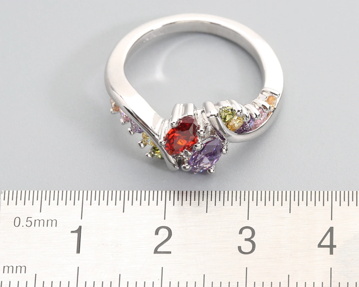 3*6mm Muti-color Topaz 925 Sterling Silver Ring Q0139-V