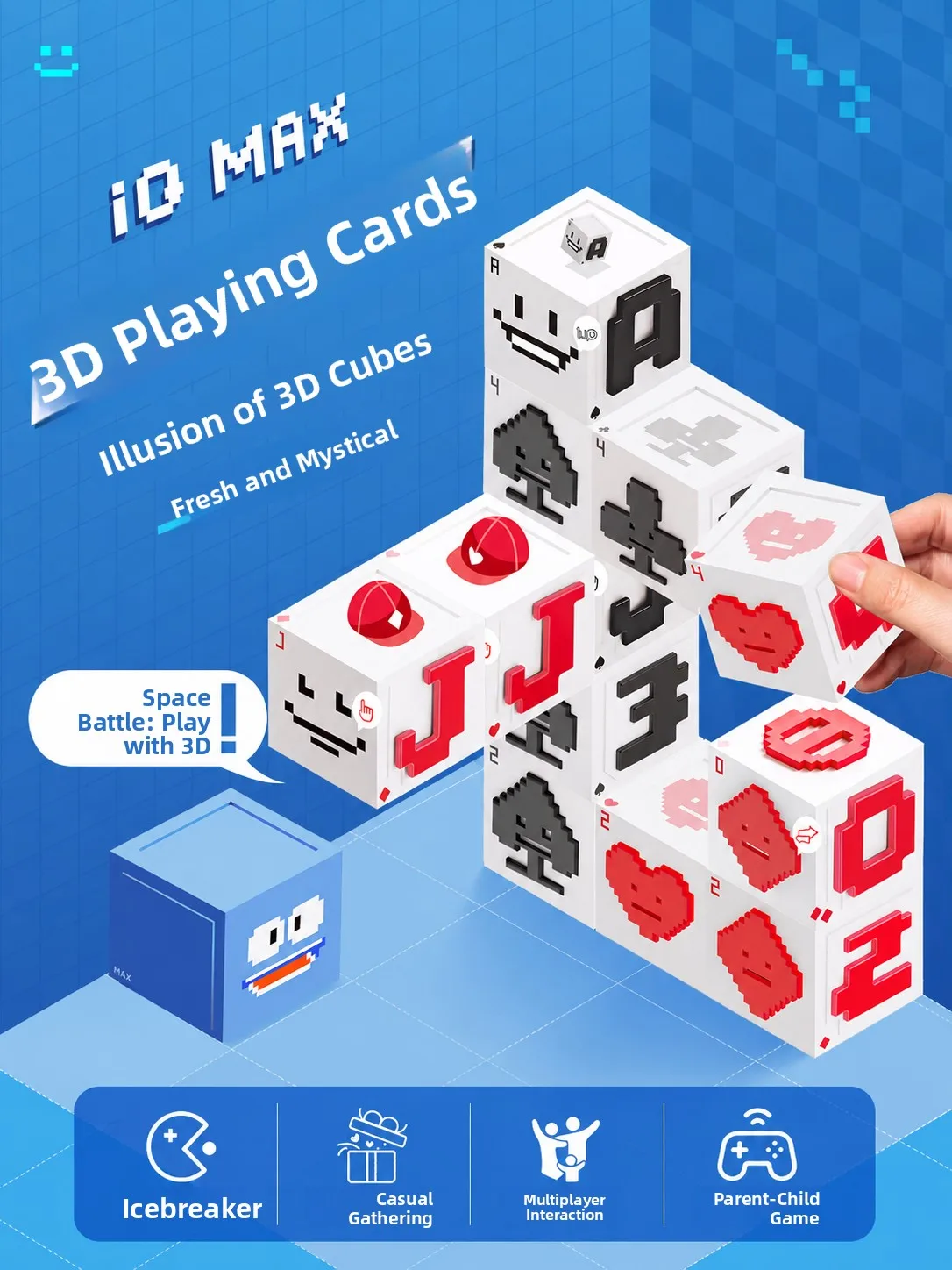 Interactive Magic 3D Poker Table Game Multiplayer Casual Gathering iQ MAX3D Fun Intelligent Card Game Leisurely Entertaining