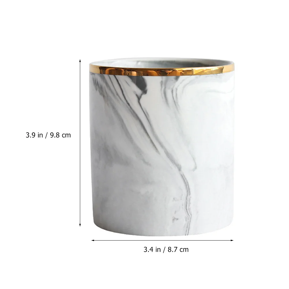 1 قطعة حامل أقلام رخامية مدمج خفيف الوزن مستوحى من الشمال صندوق تخزين مكتبي لأقلام فرش المكياج والمدرسة المكتبية #6