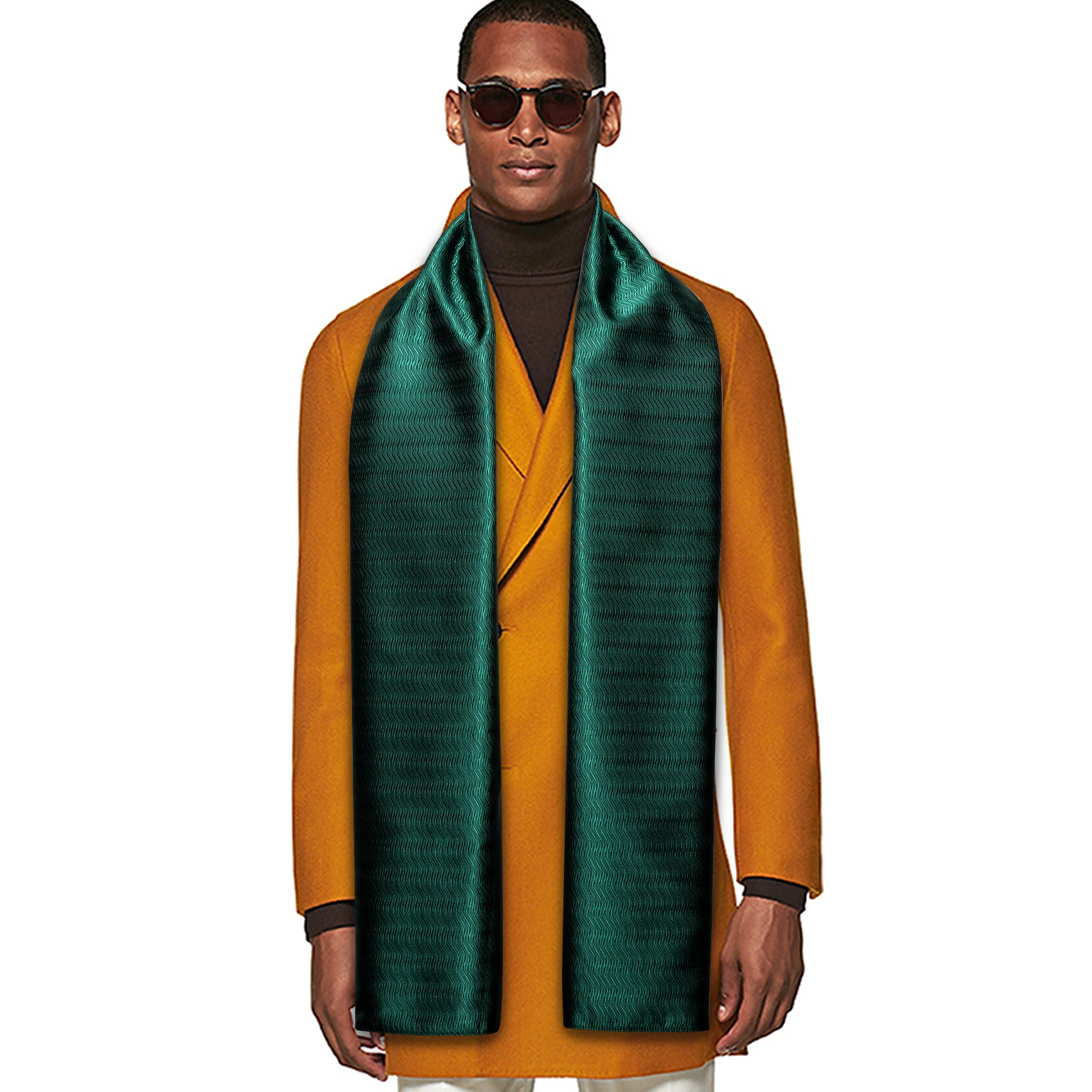 Bufanda de seda de moda para hombre, chal de satén liso verde de diseñador de banda de lujo, Banadanna Foulard Pashmina informal, 160cm x 50cm, Barry. Wang