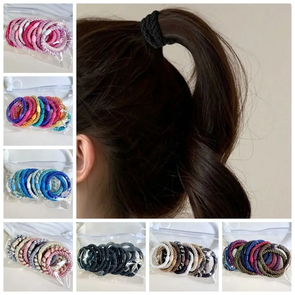 

12pcs/set Colorful Hair Rope Set High Quality Nylon Ponytail Holders Hair Accessories Hair Ties Elastic Rubber Band Party