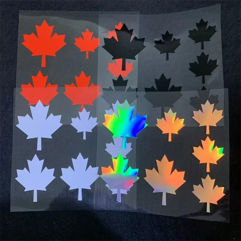 7Pcs/set Car Stickers Maple Leaf Sticker Front Windshield Rear Windshield Bumper Scratch Cover Waterproof Modification Sticker