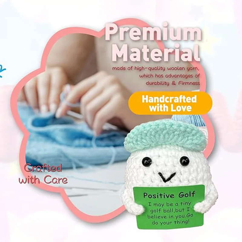 الكروشيه دمية جولف زخرفة غرفة المنزل الديكور اليدوية محبوك الطاقة الإيجابية دمية الغولف مع بطاقة هدايا حفلة عيد الميلاد #2