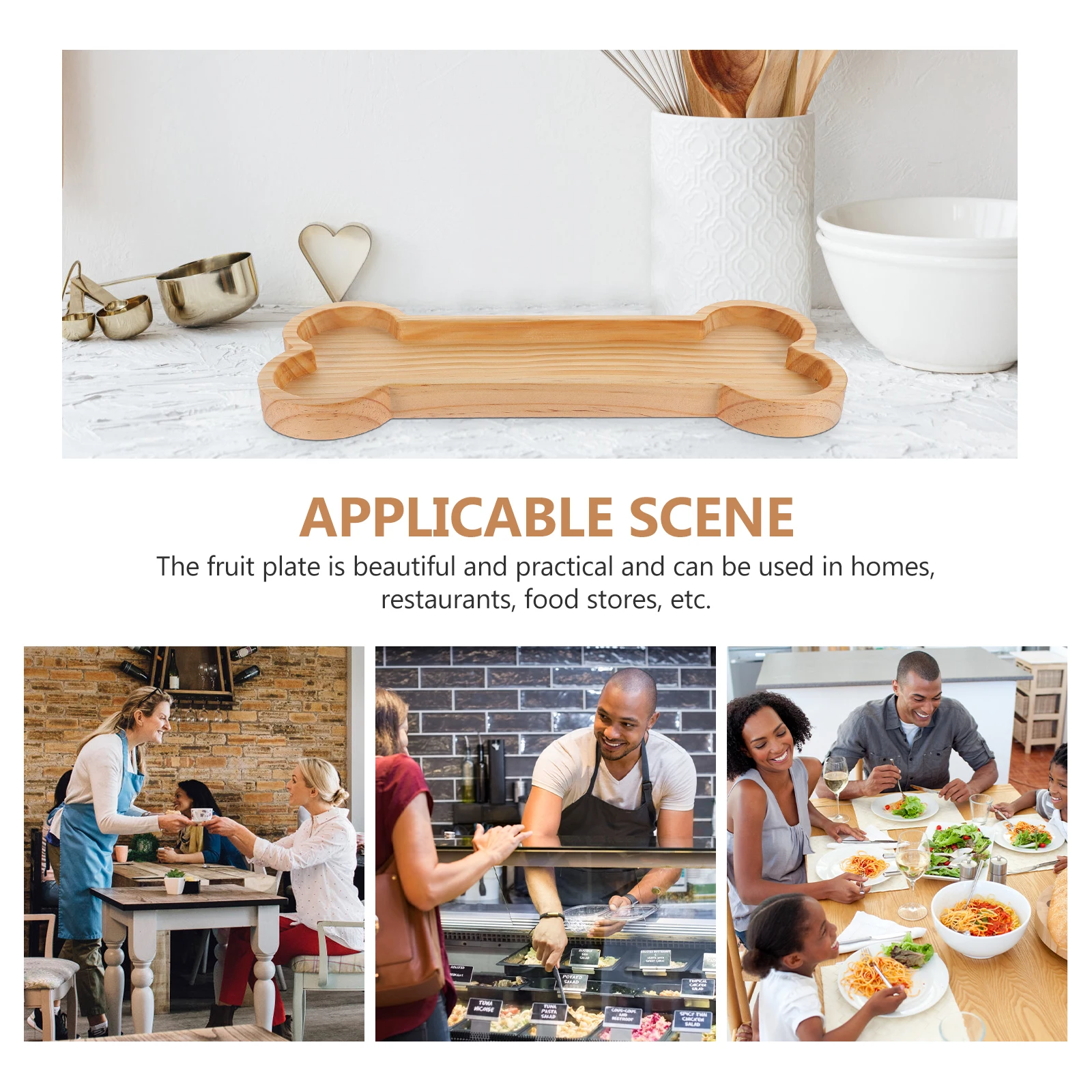 

Bone Shape Wood Snack Plate Food Serving Tray For Dessert Fruits Appetizers Multipurpose Storage Tray Kitchen Tableware