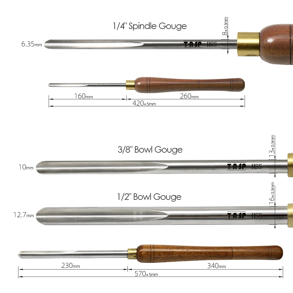 TASP Bowl Gouge HSS Woodturning Tools Set 1/2