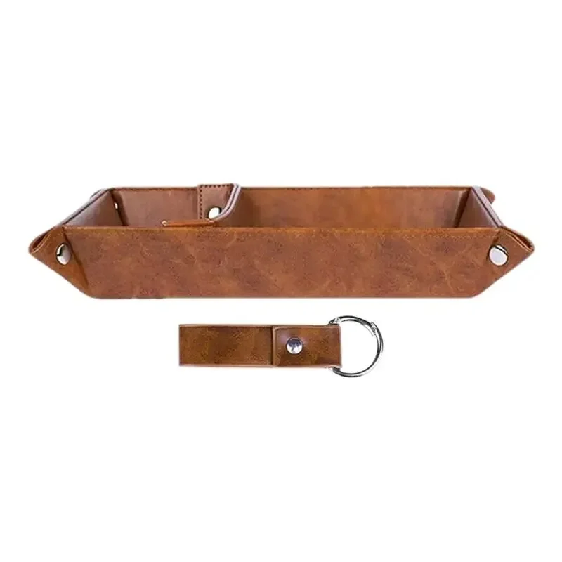 【الأكثر مبيعا】صينية جلدية للرجال من جلد البولي يوريثان منظم مكتب صينية صيد بجانب السرير منضدة صينية مكتب مع فواصل لـ #4