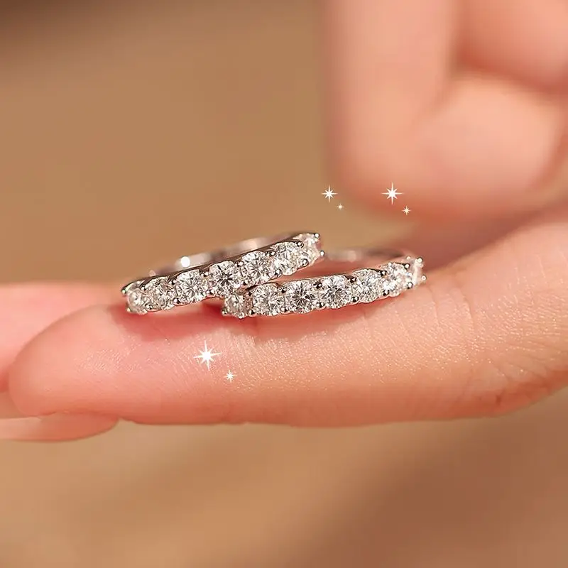 Wholesale Moissanite and Zircon Neutral Rings 100% Genuine S925 Silver Ring D VVS1 Luxury Sparkling Jewelry for Men and Women