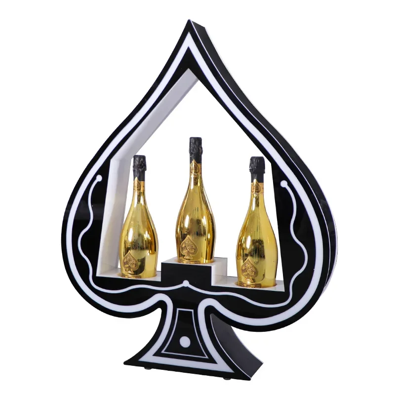 

Bar KTV spade A wine holder led luminous three-pack champagne display stand foreign wine holder wine holder acrylic base
