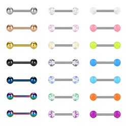 21 Pcs/1 Pcs 14G Tongue Rings Nipple Straight Barbells Surgical Stainless Steel Body Piercing Jewelry 12mm 14mm 16mm 18mm
