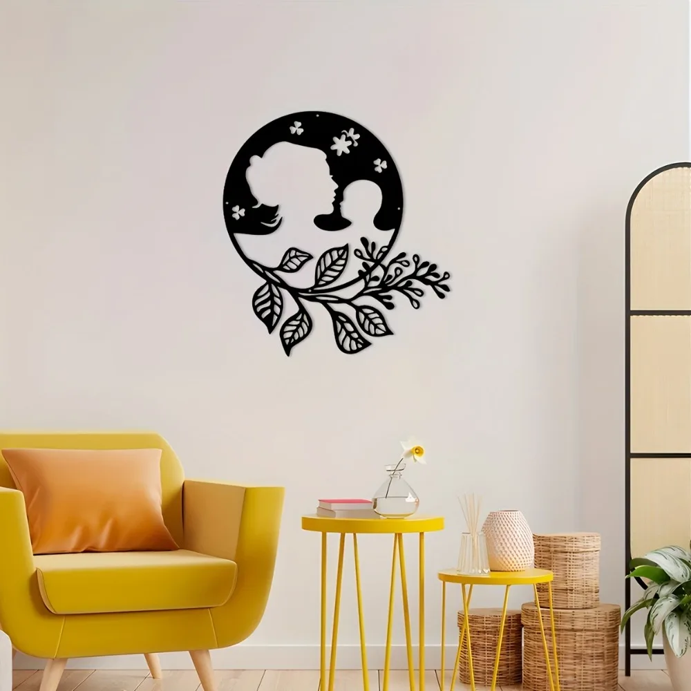 Vintage Wrought Iron Metal Wall Art, Mother Flower Leaf Sculpture Indoor Outdoor Home Wall Hanging Decor