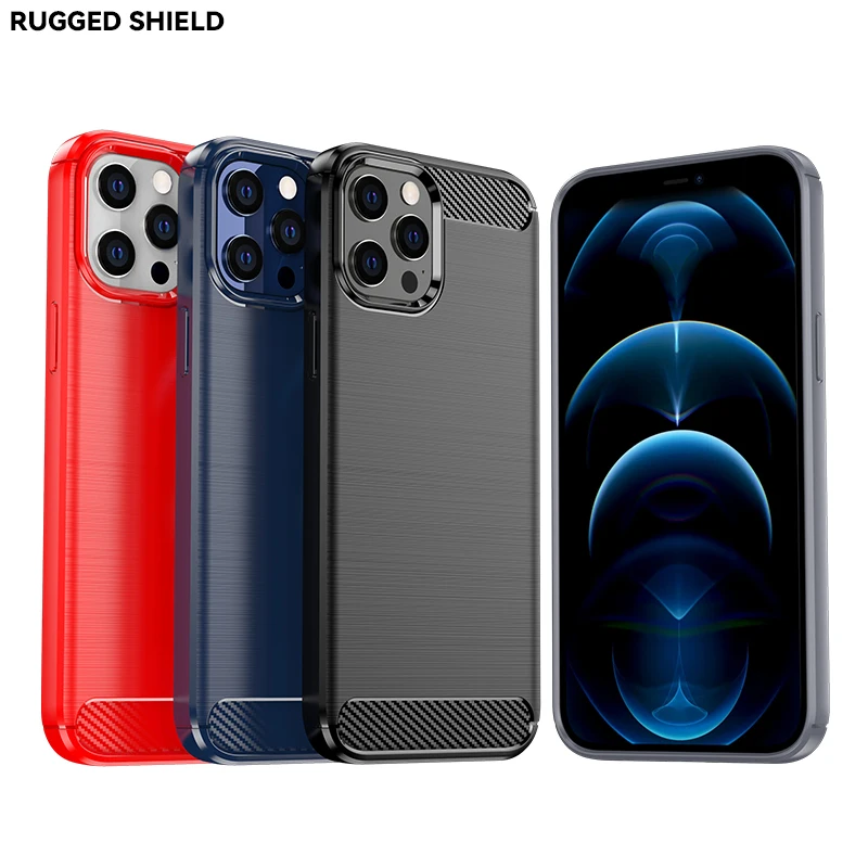 Carbon Fiber Silicone Frosted Case for iPhone 12/12 mini/12 Pro/12 Pro Max Soft Shockproof Anti fingerprint full package Cover