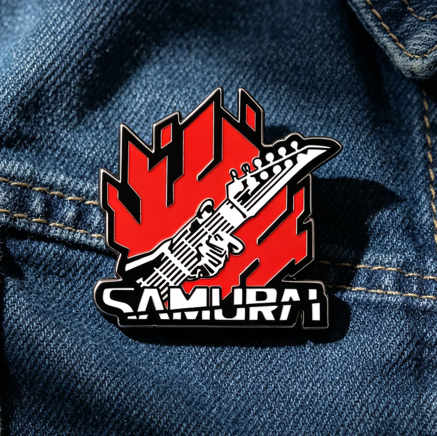 Anime Merchandise Logo - 2077 Samurai Logo Game Metal Badge