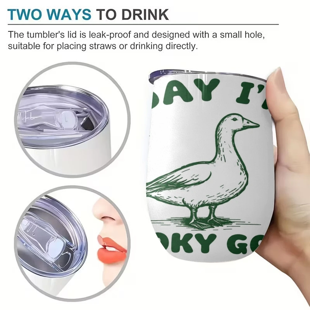Spooky Goose Funny Vacuum Flasks 12oz Insulated with Lid Double Wall Vacuum Stainless Steel Cup Hot & Cold Drink Mug