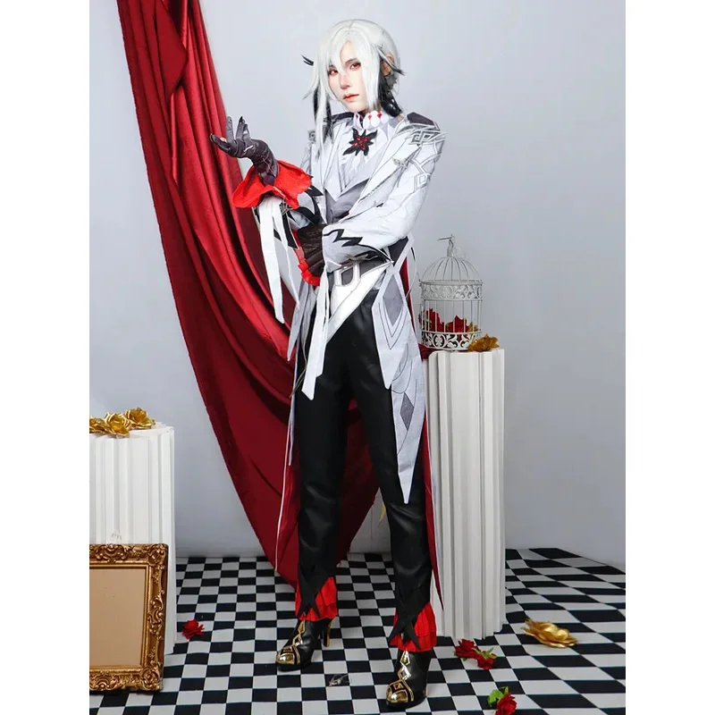 New Harlequin Cosplay Costume Wigs Genshin Impact Fatui The Knave Harlequin Uniform Eleven Fatui Harbingers Costume Outfit