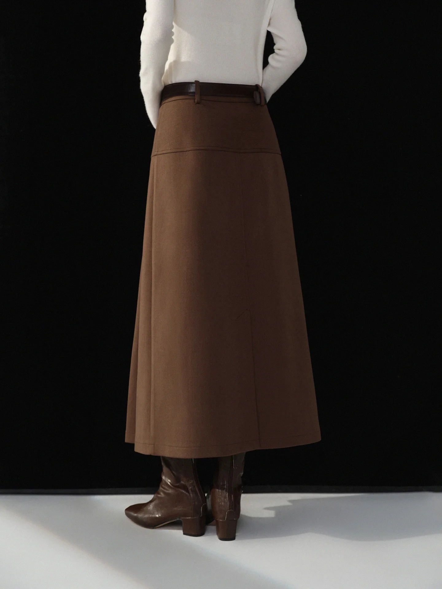 Elegant Vintage Pleated Skirt for Women High Waist A-Line Midi Long Skirt Autumn Winter Warm Bottoms for Daily Casual Chic Look